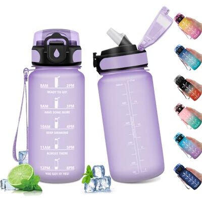 KollyKolla Fitness flaska, 500 ml, vattenflaska med sugrör, vattenflaska med tidsmärke, återanvändbar flaska, anti-spill, sportvattenflaska, flaska för barn, gym, camping, 500 ml KollyKolla Fitness flaska, 500 ml, vattenflaska med sugrör, vattenflaska med tidsmärke, återanvändbar flaska, anti-spill, sportvattenflaska, flaska för barn, gym, camping, 500 ml
