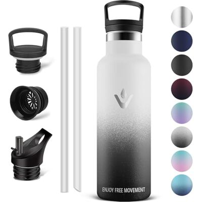 Vikaster Vattenflaska metall, termosflaska 0,5 l, BPA-fri drickflaska, termosflaska med sugrör, drickflaska för skola, sport, cykel, camping, fitness, utomhus Vikaster Vattenflaska metall, termosflaska 0,5 l, BPA-fri drickflaska, termosflaska med sugrör, drickflaska för skola, sport, cykel, camping, fitness, utomhus