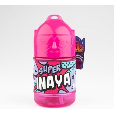 SUPER GOURDE Personlig barnflaska, vattenflaska med sugrör Super Inaya SUPER GOURDE Personlig barnflaska, vattenflaska med sugrör Super Inaya