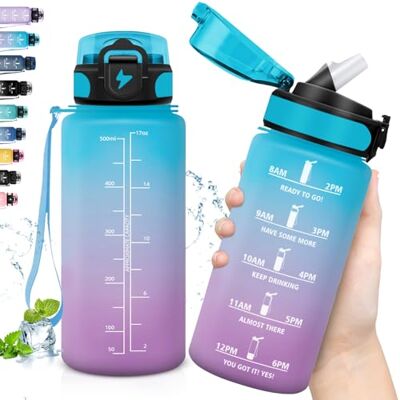 Grsta Vattenflaska för barn, läckagefri, motiverande vattenflaska med motiverande slogan, flaska med sugrör, lätt att rengöra, 500 ml plastflaska, för skola, kontor, utomhus Grsta Vattenflaska för barn, läckagefri, motiverande vattenflaska med motiverande slogan, flaska med sugrör, lätt att rengöra, 500 ml plastflaska, för skola, kontor, utomhus