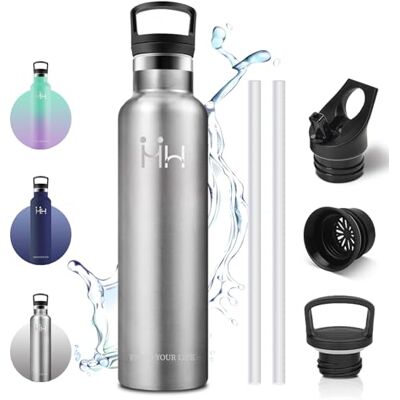Vikaster Sportflaskor, 1 000 ml vattenflaska i rostfritt stål, läckagefria flaskor, vattenflaska med sugrör, termisk vattenflaska skola, sport, vuxen, utomhus Vikaster Sportflaskor, 1 000 ml vattenflaska i rostfritt stål, läckagefria flaskor, vattenflaska med sugrör, termisk vattenflaska skola, sport, vuxen, utomhus