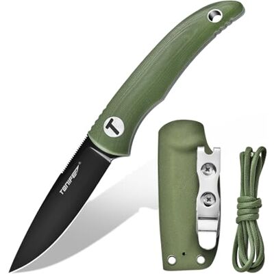 TONIFE Nova Fast bladkniv med justerbart Kydex-fodral och fallskärmslina, 6,8 cm hel bladhalskniv för jakt, fiske, camping och överlevnad TONIFE Nova Fast bladkniv med justerbart Kydex-fodral och fallskärmslina, 6,8 cm hel bladhalskniv för jakt, fiske, camping och överlevnad