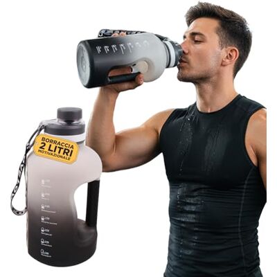 Avilia 2 liters motiverande vattenflaska med graderad indikator, vattenflaska för konstant daglig hydrering, läckagesäker, lätt och hållbar Avilia 2 liters motiverande vattenflaska med graderad indikator, vattenflaska för konstant daglig hydrering, läckagesäker, lätt och hållbar