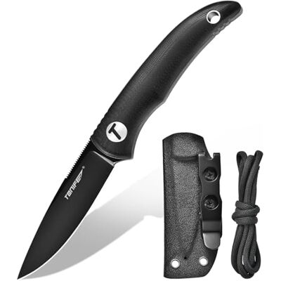 TONIFE Nova Fast bladkniv med justerbart Kydex-fodral och fallskärmslina, 6,8 cm hel bladhalskniv för jakt, fiske, camping och överlevnad TONIFE Nova Fast bladkniv med justerbart Kydex-fodral och fallskärmslina, 6,8 cm hel bladhalskniv för jakt, fiske, camping och överlevnad