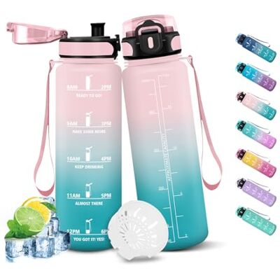 HoneyHolly 500 ml drickflaska, läckagesäker, sportflaska, motiverande flaska, med tidsmarkör, vattenflaska, vattenflaska för skola, camping, yoga, kontor HoneyHolly 500 ml drickflaska, läckagesäker, sportflaska, motiverande flaska, med tidsmarkör, vattenflaska, vattenflaska för skola, camping, yoga, kontor