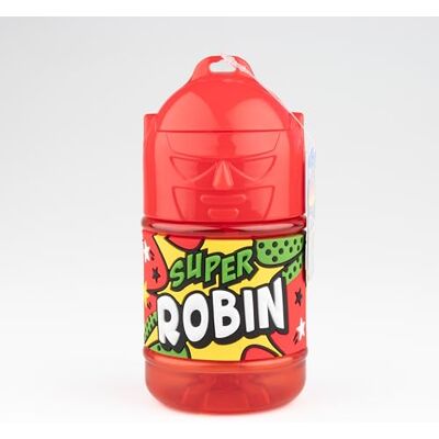 SUPER GOURDE Personlig barnflaska, vattenflaska med sugrör Super Robin SUPER GOURDE Personlig barnflaska, vattenflaska med sugrör Super Robin