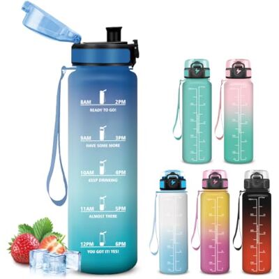 Mujigaga 500 ml flaska, läckagefri, motiverande flaska, lätt att bära, graderad vattenflaska med tidsmarkör, för löpning, arbete, gym, skola Mujigaga 500 ml flaska, läckagefri, motiverande flaska, lätt att bära, graderad vattenflaska med tidsmarkör, för löpning, arbete, gym, skola