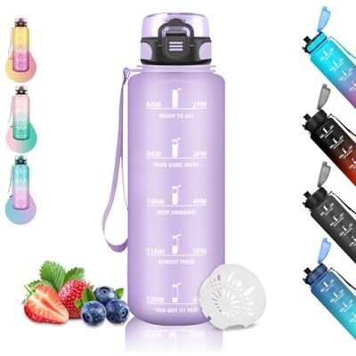 Grsta 1,5 liters vattenflaska, motiverande läckagefri, graderad vattenflaska med tidsskala, vattenflaska för att dricka, lätt att rengöra, flaskor för sport, camping, vandring, yoga, lila Grsta 1,5 liters vattenflaska, motiverande läckagefri, graderad vattenflaska med tidsskala, vattenflaska för att dricka, lätt att rengöra, flaskor för sport, camping, vandring, yoga, lila