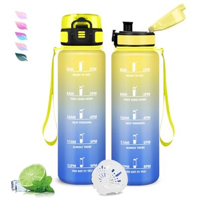 Grsta 1 liters flaska, läckagefri, motiverande, lätt att bära, sportflaska, graderad, lätt att rengöra, för camping, yoga, fitness Grsta 1 liters flaska, läckagefri, motiverande, lätt att bära, sportflaska, graderad, lätt att rengöra, för camping, yoga, fitness