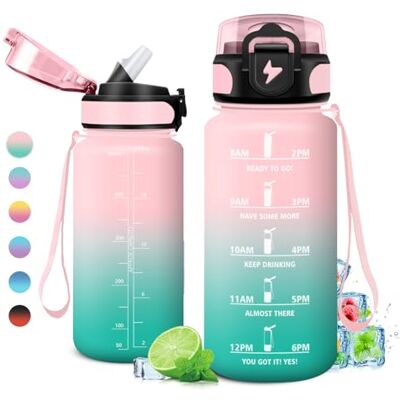 KollyKolla 500 ml Läckagesäker Vattenflaska för Barn och Vuxna med Sugrör, Tidsmarkör Perfekt för Sport, Cyklar, Resor KollyKolla 500 ml Läckagesäker Vattenflaska för Barn och Vuxna med Sugrör, Tidsmarkör Perfekt för Sport, Cyklar, Resor