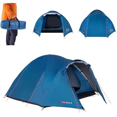 KADVA CAMPdome 3 tält för 3 personer 270 x 210 x 125 cm vattentät, lätt och slitstark glasfiberram, perfekt för camping och vandring (blå) KADVA CAMPdome 3 tält för 3 personer 270 x 210 x 125 cm vattentät, lätt och slitstark glasfiberram, perfekt för camping och vandring (blå)
