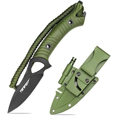 TONIFE Explorer fast kniv med sköte 8Cr14MoV blad, multifunktionell överlevnadskniv, glasfiberförstärkt nylonhandtag för utomhus EDC-kniv (grön + svart titan) TONIFE Explorer fast kniv med sköte 8Cr14MoV blad, multifunktionell överlevnadskniv, glasfiberförstärkt nylonhandtag för utomhus EDC-kniv (grön + svart titan)