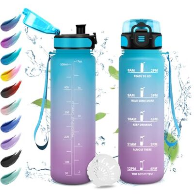 KollyKolla 500 ml vattenflaska, läckagesäker, lätt att öppna, filtrerad, motiverande med tidsmarkör, idealisk för camping, resor och skola KollyKolla 500 ml vattenflaska, läckagesäker, lätt att öppna, filtrerad, motiverande med tidsmarkör, idealisk för camping, resor och skola