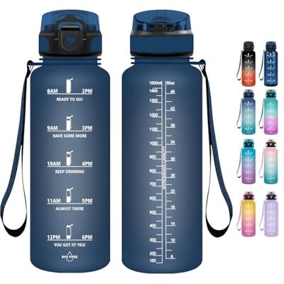 Grsta Flaska 1 500 ml sportflaska, BPA-fri, motiverande flaska med sugrör, vattenflaska med tidsmarkör för vandring, skola, kontor, utomhus marinblå Grsta Flaska 1 500 ml sportflaska, BPA-fri, motiverande flaska med sugrör, vattenflaska med tidsmarkör för vandring, skola, kontor, utomhus marinblå