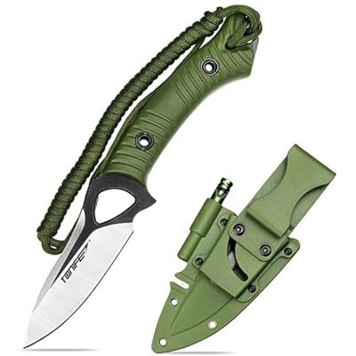 TONIFE Explorer Fast bladkniv med fodral 8Cr14MoV Blade multifunktionell överlevnadskniv, förstärkt glasfiber med nylonhandtag för EDC-kniv (grön + svart titan och satin) TONIFE Explorer Fast bladkniv med fodral 8Cr14MoV Blade multifunktionell överlevnadskniv, förstärkt glasfiber med nylonhandtag för EDC-kniv (grön + svart titan och satin)