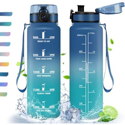 HoneyHolly Vattenflaska, 500 ml, sportflaska, motiverande flaska, BPA-fri vattenflaska, vattenflaska för sport, fitness, yoga, skola, kontor HoneyHolly Vattenflaska, 500 ml, sportflaska, motiverande flaska, BPA-fri vattenflaska, vattenflaska för sport, fitness, yoga, skola, kontor