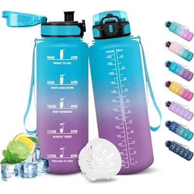 HoneyHolly 1,5 liter vattenflaska, läckagesäker, vattenflaska, sportflaska, sportflaska med filter, gymflaskor för träning, cykling, skola, kontor HoneyHolly 1,5 liter vattenflaska, läckagesäker, vattenflaska, sportflaska, sportflaska med filter, gymflaskor för träning, cykling, skola, kontor