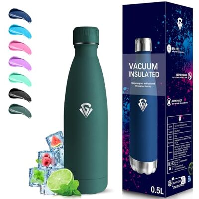 Grsta Vattenflaska 500 ml Termisk vattenflaska, BPA-fri, vattenflaska i rostfritt stål, metallflaska, läckagefri, rostfritt stål, 18/8, flaskor för skolor, resor, camping, kaffe Grsta Vattenflaska 500 ml Termisk vattenflaska, BPA-fri, vattenflaska i rostfritt stål, metallflaska, läckagefri, rostfritt stål, 18/8, flaskor för skolor, resor, camping, kaffe