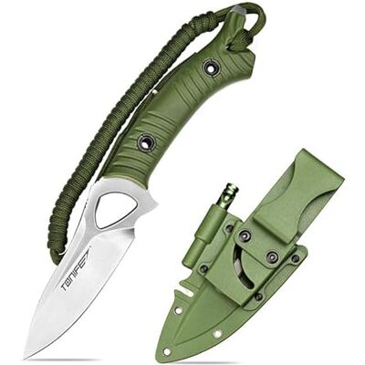 TONIFE Explorer Fast Bladkniv med Fodral 8Cr14MoV Blade Multifunktionell Överlevnadskniv, Förstärkt Glasfiber med Nylonhandtag för EDC Kniv (Grön + Satin) TONIFE Explorer Fast Bladkniv med Fodral 8Cr14MoV Blade Multifunktionell Överlevnadskniv, Förstärkt Glasfiber med Nylonhandtag för EDC Kniv (Grön + Satin)