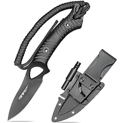 TONIFE Explorer fast kniv med blad 8Cr14MoV blad multifunktionell överlevnadskniv, glasfiberförstärkt nylonhandtag för utomhus EDC-kniv (svart + svart titan) TONIFE Explorer fast kniv med blad 8Cr14MoV blad multifunktionell överlevnadskniv, glasfiberförstärkt nylonhandtag för utomhus EDC-kniv (svart + svart titan)