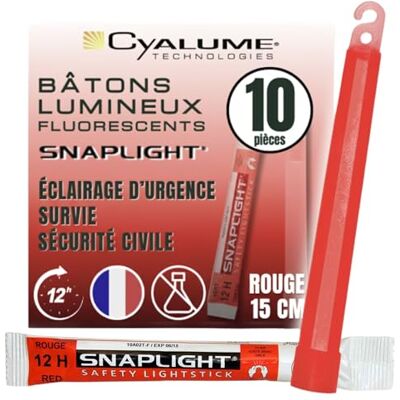 Cyalume SnapLight ljusstavar i rött (10-pack) – 15 cm lysande pinnar med krokar i änden – ultraljusa ljuspinnar med en ljustid på 12 timmar Cyalume SnapLight ljusstavar i rött (10-pack) – 15 cm lysande pinnar med krokar i änden – ultraljusa ljuspinnar med en ljustid på 12 timmar