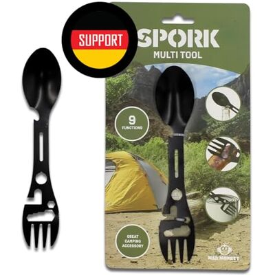 Mad Monkey Sporksked i rostfritt stål 9in1 husbilsprylar multiverktyg camping mångsidig utomhussked Mad Monkey Sporksked i rostfritt stål 9in1 husbilsprylar multiverktyg camping mångsidig utomhussked