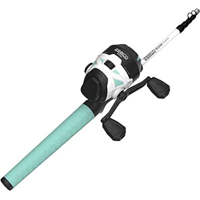 Zebco Roam teleskopiskt fiskespö och spinnastfiske rulle kombination, hållbar 6-fots glasfiberstång med ComfortGrip handtag, förförfalskad med Cajun fiskelina Zebco Roam teleskopiskt fiskespö och spinnastfiske rulle kombination, hållbar 6-fots glasfiberstång med ComfortGrip handtag, förförfalskad med Cajun fiskelina