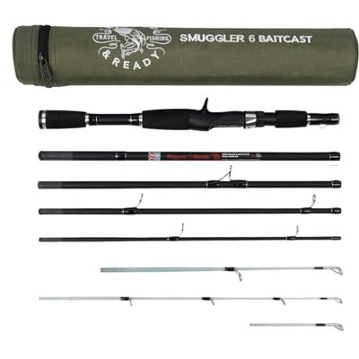 RIGGED & READY TRAVEL FISHING Riggad och redo smugglare 6 Baitcast spö resespö och fodral. Stånglängder 170 cm 5'7", 190 cm 6'3", 215 cm 7' med 3 spetsar för spin och bete allmänt sötvatten- och havsfiske RIGGED & READY TRAVEL FISHING Riggad och redo smugglare 6 Baitcast spö resespö och fodral. Stånglängder 170 cm 5'7", 190 cm 6'3", 215 cm 7' med 3 spetsar för spin och bete allmänt sötvatten- och havsfiske
