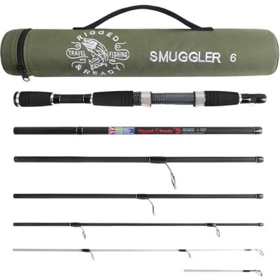 RIGGED & READY TRAVEL FISHING Rigged & Ready™ Smuggler 6 Fiskeutrustning, 6-delad 209 cm resefiskespö High Performance fiske med spö, Nano Carbon med okrossbar spets fiskeset komplett för handbagage RIGGED & READY TRAVEL FISHING Rigged & Ready™ Smuggler 6 Fiskeutrustning, 6-delad 209 cm resefiskespö High Performance fiske med spö, Nano Carbon med okrossbar spets fiskeset komplett för handbagage