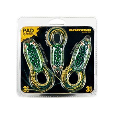 Booyah Unisex Pad Crasher 3-pack topwater bas fiske ihålig kropp drag med ogräslösa krokar, leopardgroda, en storlek Booyah Unisex Pad Crasher 3-pack topwater bas fiske ihålig kropp drag med ogräslösa krokar, leopardgroda, en storlek