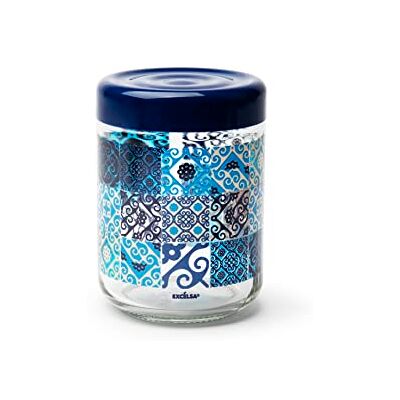 EXCELSA Maiolica Blue Förvaringsburk - Glas, 800ml EXCELSA Maiolica Blue Förvaringsburk - Glas, 800ml