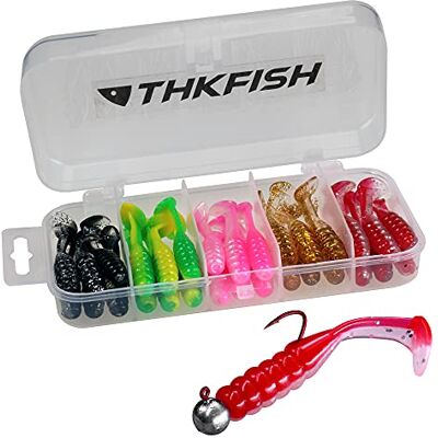 THKFISH 30 st paddelsvans badkläder 2 tum tvåfärgad mjuk plast fiskedrag simma beten för crappie basöring blandad färg THKFISH 30 st paddelsvans badkläder 2 tum tvåfärgad mjuk plast fiskedrag simma beten för crappie basöring blandad färg