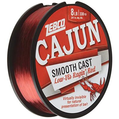 Zebco Cajun slät gjuten monofilament fiskelina, Low-Vis Ragin' röd fyllningspole, 330 meter, 3,6 kg, praktiskt taget osynlig, naturlig presentation Zebco Cajun slät gjuten monofilament fiskelina, Low-Vis Ragin' röd fyllningspole, 330 meter, 3,6 kg, praktiskt taget osynlig, naturlig presentation