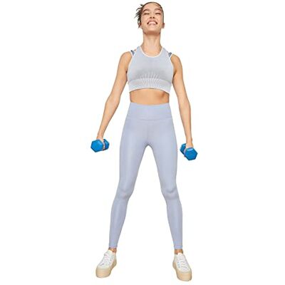 Trendyol Kvinnors push-up introducerade sportstötar yoga byxor, blå, medium Trendyol Kvinnors push-up introducerade sportstötar yoga byxor, blå, medium