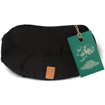 #DoYourYoga Zafu Halvmåne-kudde "Ganesh" med ekologisk dinkelpäls (KBA) tvättbart överdrag 45 x 30 x 14 cm meditation, sits, rondokudde för yin yoga svart #DoYourYoga Zafu Halvmåne-kudde "Ganesh" med ekologisk dinkelpäls (KBA) tvättbart överdrag 45 x 30 x 14 cm meditation, sits, rondokudde för yin yoga svart