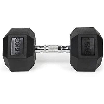 Technofit Hex hantel sexkant kompakt hantel av gummi, hexagonhantel, styrketräning, fitness hantel, muskelbyggande, bodybuilding 2 x 15 kg i par Technofit Hex hantel sexkant kompakt hantel av gummi, hexagonhantel, styrketräning, fitness hantel, muskelbyggande, bodybuilding 2 x 15 kg i par