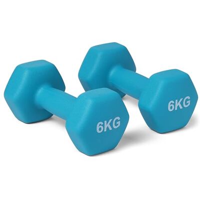 Amazon Basics hantelset med neoprenbeläggning, 6kg, cyan Amazon Basics hantelset med neoprenbeläggning, 6kg, cyan