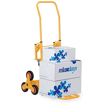 Relaxdays Hopfällbar trappvagn, upp till 50/150 kg, 6-hjuls gummidäck, justerbar trappvagn, gul Relaxdays Hopfällbar trappvagn, upp till 50/150 kg, 6-hjuls gummidäck, justerbar trappvagn, gul