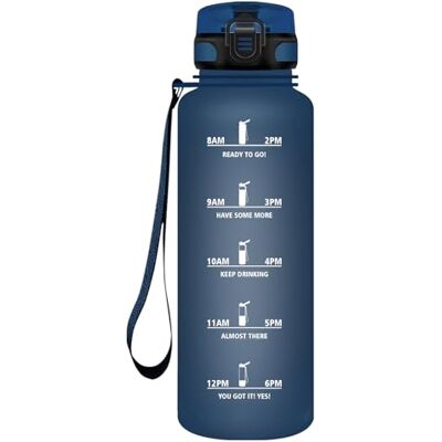 HoneyHolly Sportvattenflaska, 1 500 ml, läckagesäker plast, vattenflaska, lämplig för kolsyra, sportflaska för cykel, barn, skola, fitness, yoga, marinblå HoneyHolly Sportvattenflaska, 1 500 ml, läckagesäker plast, vattenflaska, lämplig för kolsyra, sportflaska för cykel, barn, skola, fitness, yoga, marinblå