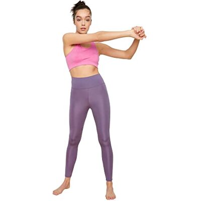 Trendyol Kvinnors push-up introducerade sportstötar yoga byxor, lila, stor Trendyol Kvinnors push-up introducerade sportstötar yoga byxor, lila, stor