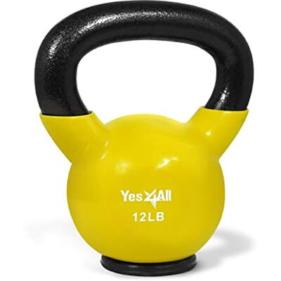 Yes4All NVF1 Vinylbelagd gjutjärn Kettlebell med skyddande gummibas, vattenkokare klockvikter set – flerfärgade kettlebells, gul, 5,4 kg Yes4All NVF1 Vinylbelagd gjutjärn Kettlebell med skyddande gummibas, vattenkokare klockvikter set – flerfärgade kettlebells, gul, 5,4 kg