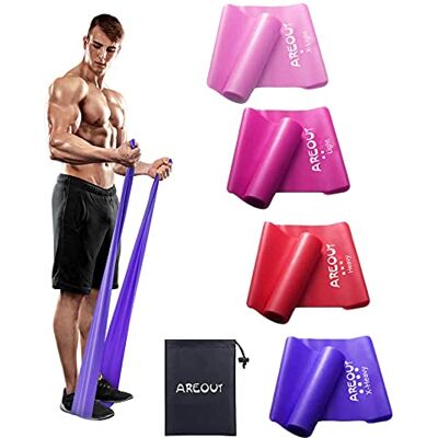HPYGN Resistance Bands Set, 4-pack Latex träningsband med 4 motståndsnivåer, hudvänliga elastiska band med bärväska HPYGN Resistance Bands Set, 4-pack Latex träningsband med 4 motståndsnivåer, hudvänliga elastiska band med bärväska