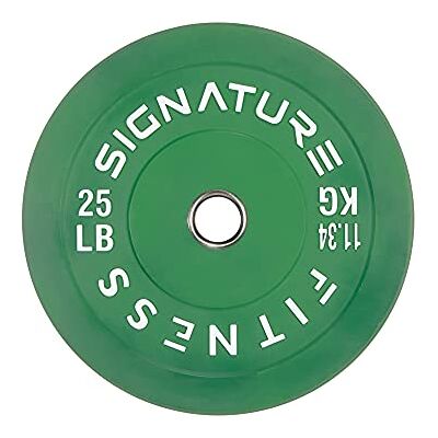 Signature Fitness 5 cm olympisk stötfångarplatta viktplattor med stålnav, 11,3 kg enkel, färgad Signature Fitness 5 cm olympisk stötfångarplatta viktplattor med stålnav, 11,3 kg enkel, färgad