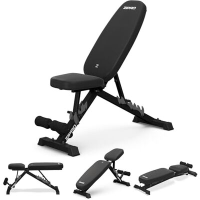 ZIPRO Vikbar träningsbänk, bänktryck, träningsbänk, multifunktionell sit up-bänk, träningsutrustning, plattbänk, viktbänk, kraftstation för hem eller gym, justerbart ryggstöd ZIPRO Vikbar träningsbänk, bänktryck, träningsbänk, multifunktionell sit up-bänk, träningsutrustning, plattbänk, viktbänk, kraftstation för hem eller gym, justerbart ryggstöd