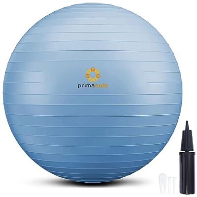 Primasole Yoga- och träningsboll för balansstabilitet fitness träning pilates på hemmakontor och gym med uppblåsningspump (65 cm blekgrå) PSS91NH017A Primasole Yoga- och träningsboll för balansstabilitet fitness träning pilates på hemmakontor och gym med uppblåsningspump (65 cm blekgrå) PSS91NH017A