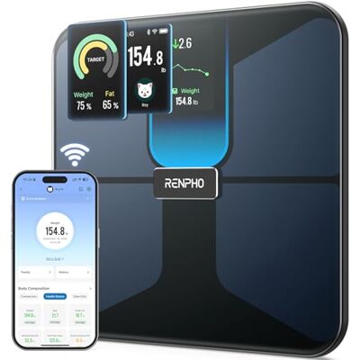 RENPHO Personvåg, kroppsfettvåg med 18 uppmätta värden, uppladdningsbar Kroppsanalysvåg för vikt, BMI och muskelmassa, med fitness-appsynkronisering och hög noggrannhet, Elis Evo RENPHO Personvåg, kroppsfettvåg med 18 uppmätta värden, uppladdningsbar Kroppsanalysvåg för vikt, BMI och muskelmassa, med fitness-appsynkronisering och hög noggrannhet, Elis Evo