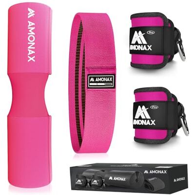 Amonax Skivstång knäböjningsdyna set (Hip Thrust Pad, tygmotståndsband för booty, ankelrem för kabelremskivsystem) träning och fitness, booty leg glute träning, gymtillbehör män kvinnor Amonax Skivstång knäböjningsdyna set (Hip Thrust Pad, tygmotståndsband för booty, ankelrem för kabelremskivsystem) träning och fitness, booty leg glute träning, gymtillbehör män kvinnor