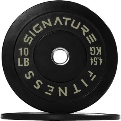 Fitvids Signatur fitness 2 tum olympiska stötfångarplattor viktplattor med stålnav, 4,5 kg, par Fitvids Signatur fitness 2 tum olympiska stötfångarplattor viktplattor med stålnav, 4,5 kg, par