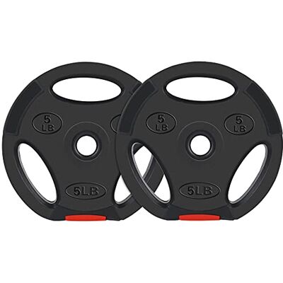 Signature Fitness Vinyl Standard 2,3 cm platta viktplatta för styrketräning och tyngdlyftning, 2,3 kg, par Signature Fitness Vinyl Standard 2,3 cm platta viktplatta för styrketräning och tyngdlyftning, 2,3 kg, par