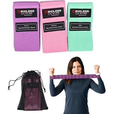 Endless EL1044 motståndsslingor, set med 3 st med ljus, medium och tung motståndsnivå flerfärgad Material: Bomull För knäböjningar, stretching, höft och glute tunga träningspass för män och Endless EL1044 motståndsslingor, set med 3 st med ljus, medium och tung motståndsnivå flerfärgad Material: Bomull För knäböjningar, stretching, höft och glute tunga träningspass för män och